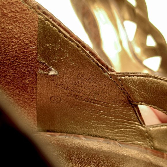 Antonio Melani Brown Leather Animal Print Peep Toe - Picture 8 of 11